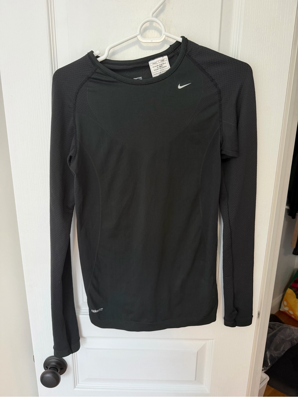 Nike Black Crew Neck Performance Top with White Swoosh